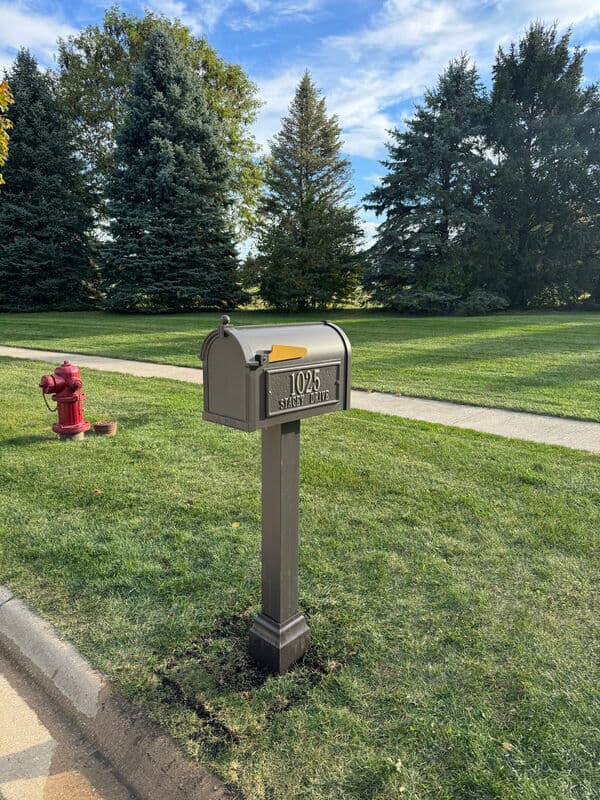 Capitol cast aluminum mailbox installed by OnlyMailboxes