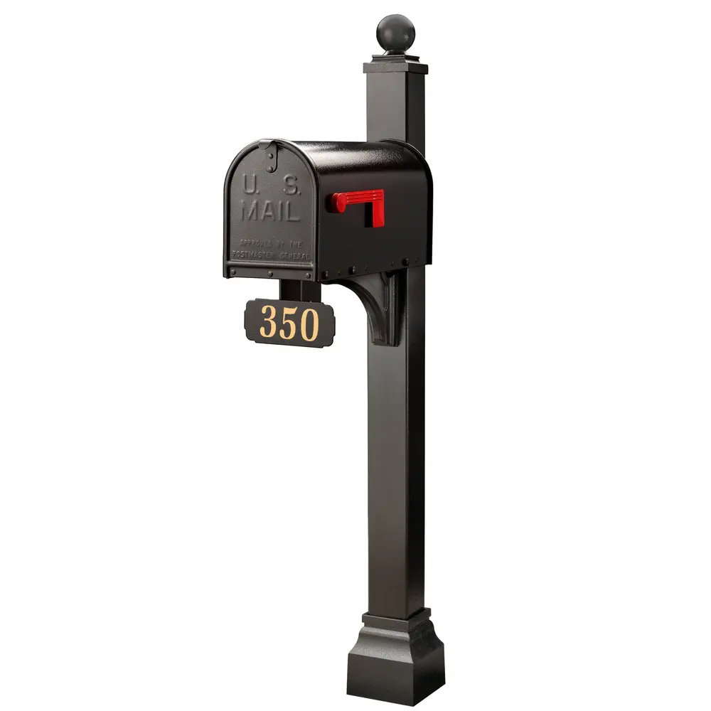 Janzer front-access contemporary mailbox on post installed in Chicagoland