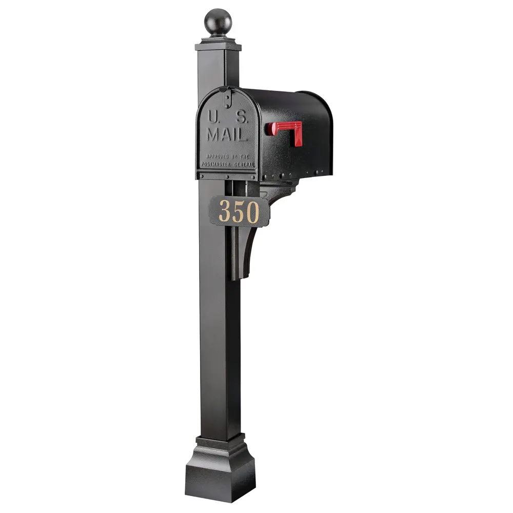 Janzer side-mount aluminum mailbox with modern post in Chicago suburb